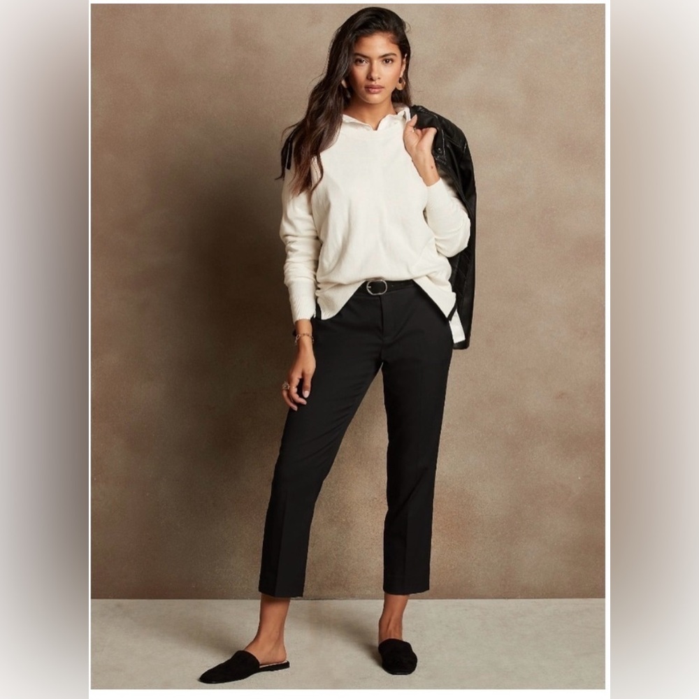 Banana Republic Black Avery Straight Leg Mid Rise Ankle Pants 6